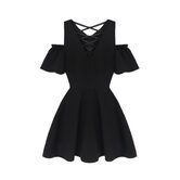 Gothic Bandage Hollow Shoulder Dress - The Black Ravens