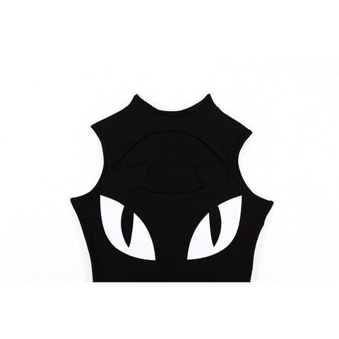 Gothic Cat Eyes Print Sleeveless Dress - The Black Ravens