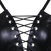 Gothic Faux Leather Lace-Up Mini Dress - The Black Ravens