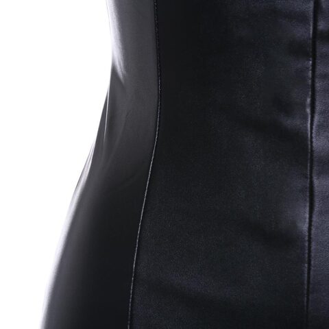 Gothic Faux Leather Lace-Up Mini Dress - The Black Ravens