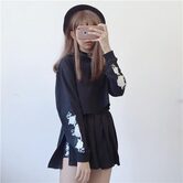 Gothic Flower Embroidered Top and Skirt Set - The Black Ravens