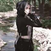 Gothic Hooded Full-Sleeve Crop Top - The Black Ravens