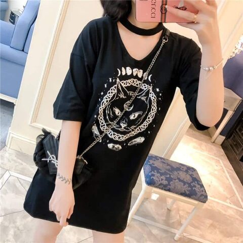 Gothic Moon Phase Kitten Dresses - The Black Ravens