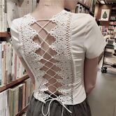 Gothic Open Back Lace Up Girl's Tee - The Black Ravens