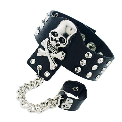 Gothic Skulls and Chain Link Cuff For Men and Women - The Black Ravens