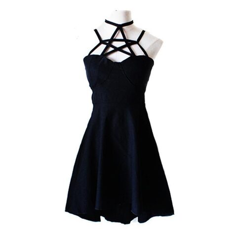 Gothic Sleeveless Star Neckline Dress - The Black Ravens