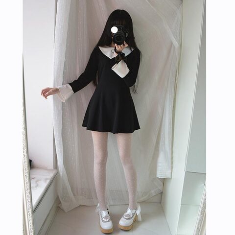 Gothic Vintage Full Sleeve Mini Dress - The Black Ravens