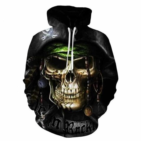 Grey Skeleton Pirate Hooded Jumper - The Black Ravens