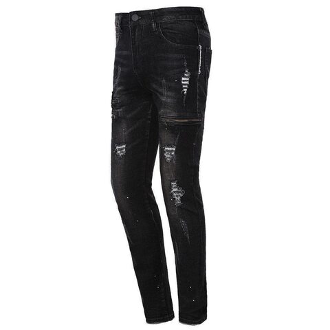 Guys Ripped Vintage Biker Jeans - The Black Ravens