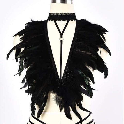 Halter Choker Bust Feathers Cage - The Black Ravens
