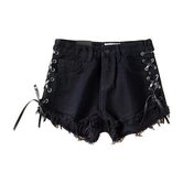 High Waist Criss Cross Lace Shorts - The Black Ravens