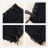 High Waist Criss Cross Lace Shorts - The Black Ravens