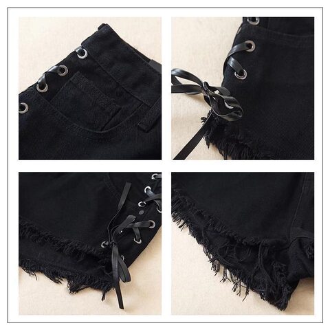 High Waist Criss Cross Lace Shorts - The Black Ravens