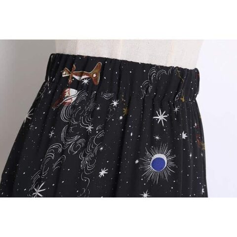 High Waist Zodiac Print Ladies Boho Skirt - The Black Ravens