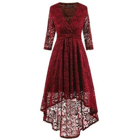 Hollow Chest Retro Asymmetrical Gown - The Black Ravens