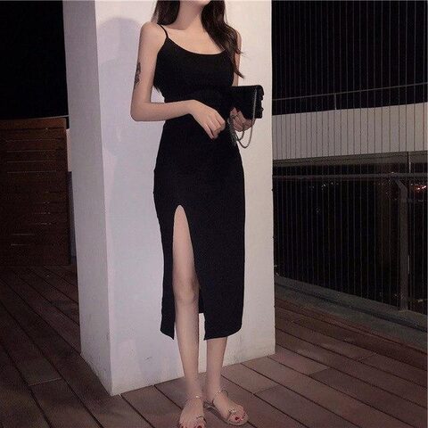 Hot and Sexy Gothic Pentagram Slitted Dress - The Black Ravens