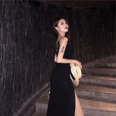Hot and Sexy Gothic Pentagram Slitted Dress - The Black Ravens