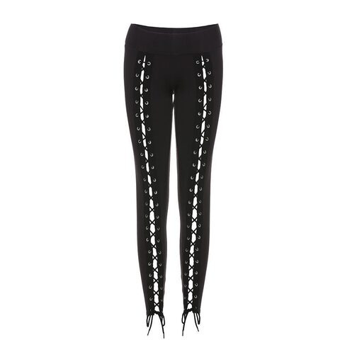 Hot Bandage Lace Up Skinny Leggings - The Black Ravens