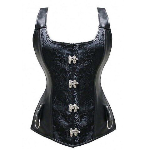 Hot Black Leather Punk Lace-Up Corset - The Black Ravens