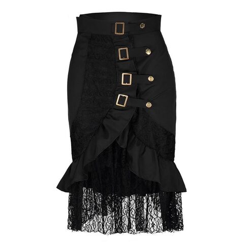 Hot Buckle Asymmetrical Punk Skirts - The Black Ravens
