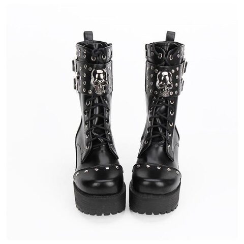 Hot Gothic Rivet Lolita Boots - The Black Ravens