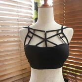 Hot Gothic Short Cross Strap Crop Tops - The Black Ravens