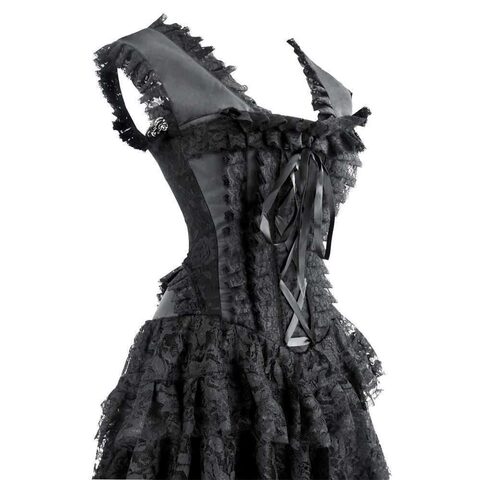 Hot Long Gothic Asymmetrical Lace Corsets - The Black Ravens