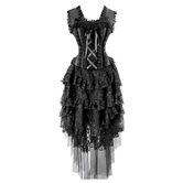 Hot Long Gothic Asymmetrical Lace Corsets - The Black Ravens