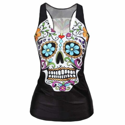 Hot Rainbow Floral Skeleton Head T-Shirt - The Black Ravens