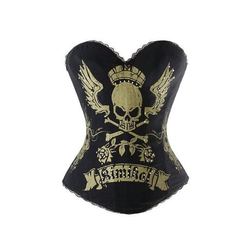 Hot Womens Skulls and Bones Hourglass Corset - The Black Ravens