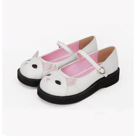 Kawaii Kitty Mary Jane Lolita Shoes - The Black Ravens