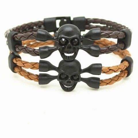 Killer Creepy Genuine Cowhide Skeleton Bracelets For Guys - The Black Ravens