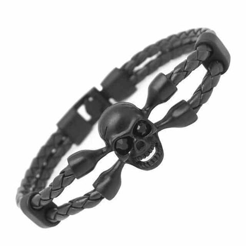 Killer Creepy Genuine Cowhide Skeleton Bracelets For Guys - The Black Ravens