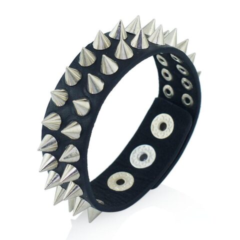 Killer Unisex Double Row Black Spikey Bangles - The Black Ravens
