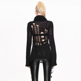 Knitted and Hole Stitched Ladies Punk Sweater - The Black Ravens