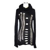 Knitted and Hole Stitched Ladies Punk Sweater - The Black Ravens