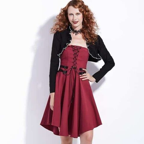 Lace-Up Red Dress and Vest Wear - The Black Ravens