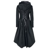 Lace-Up Vintage Winter Hooded Trench Coat - The Black Ravens