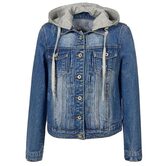 Ladies' Casual Grunge Denim Hoodie - The Black Ravens