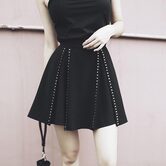 Ladies Emo Metal Studded Skirt - The Black Ravens