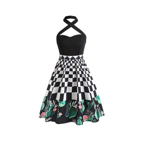 Ladies Punk Halter Cactus Dress - The Black Ravens