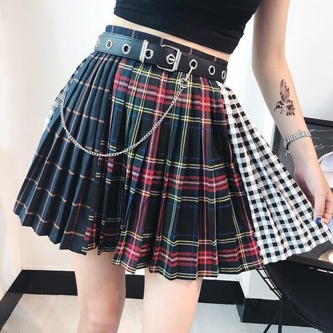 Ladies Punk Pleated Mini Skirt - The Black Ravens