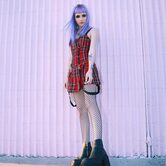 Ladies Punk Red Plaid Dress - The Black Ravens