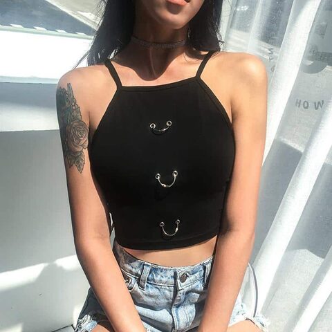 Ladies Sexy Punk Black Cami - The Black Ravens