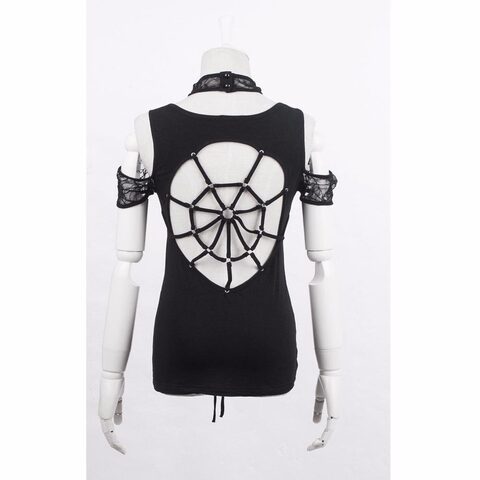 Ladies Sexy Spider Web Black Top - The Black Ravens