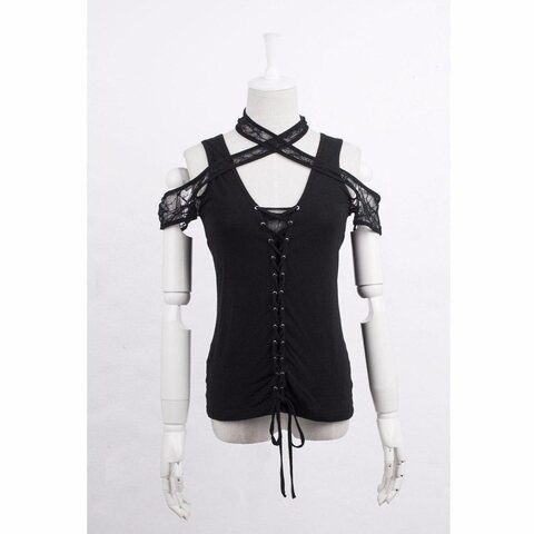 Ladies Sexy Spider Web Black Top - The Black Ravens