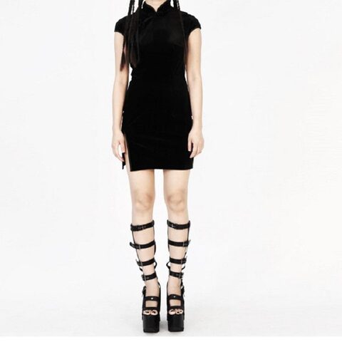 Ladies Vintage Chinese Slit Dress - The Black Ravens