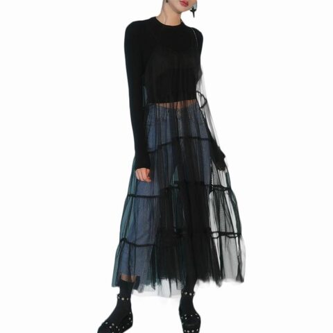 Ladies Vintage Mesh Skirt Long Dress - The Black Ravens