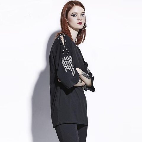 Long Alternative Hollow Out Tees For Ladies - The Black Ravens