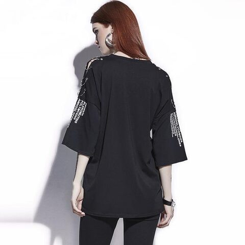 Long Alternative Hollow Out Tees For Ladies - The Black Ravens